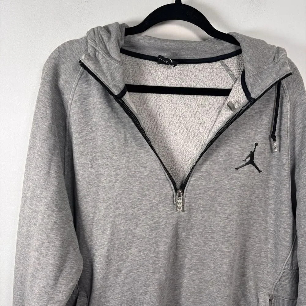Jordan L Gray 1/2 Zip Hoodie Pullover Athletic Streetwear Black Trim